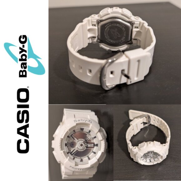 Casio Baby-G Water & Shock Resistant Watch, White & Metallic Silver, BA-110-7A3 - Picture 3 of 3